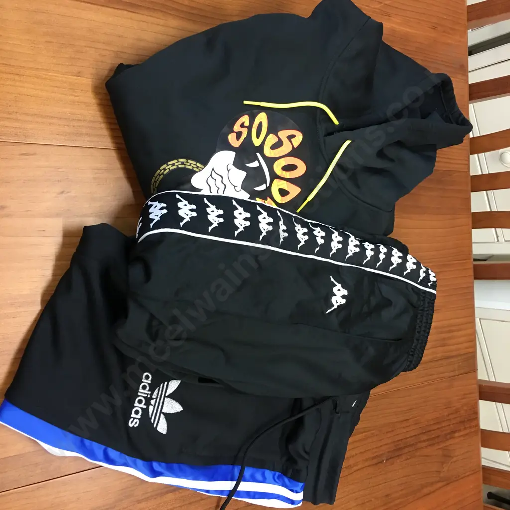 Adidas Track Pants Size Extra Small, Kappa Track Pants Size Small & Hooded Adidas Sweatshirt Size Med Image 1++